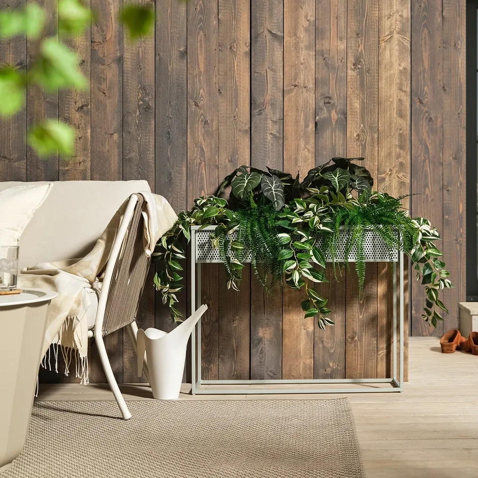 BLÅKRÅKA Plant stand, in/outdoor/light grey-beige, 59 cm