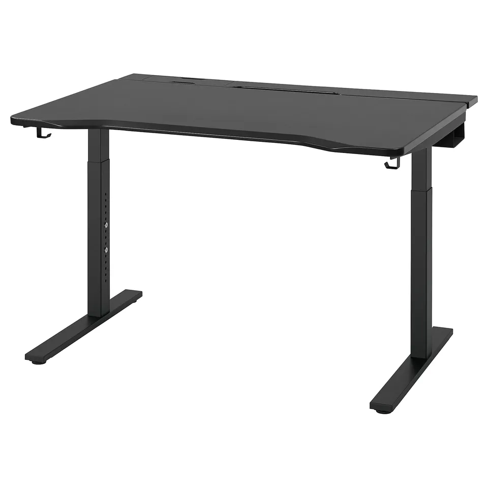UTMANING gaming desk with metal legs, slanted edge, cable tray.