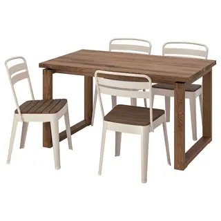 MÖRBYLÅNGA / NORRMANSÖ table and 4 chairs, oak veneer/beige acacia, 140x85 cm