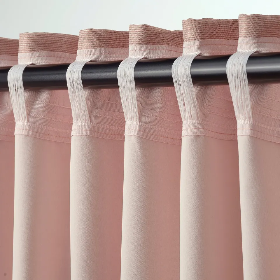 VILBORG Room darkening curtains, 1 pair, pink/with heading tape, 145x250 cm