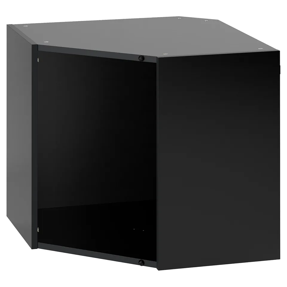 Black ikea METOD kitchen cabinet, open-front.
