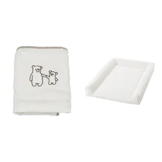 VÄDRA set: cover for babycare mat + babycare mat, white/terry, 48x74 cm