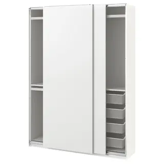 PAX / HASVIK wardrobe combination, white/white, 150x43x201 cm