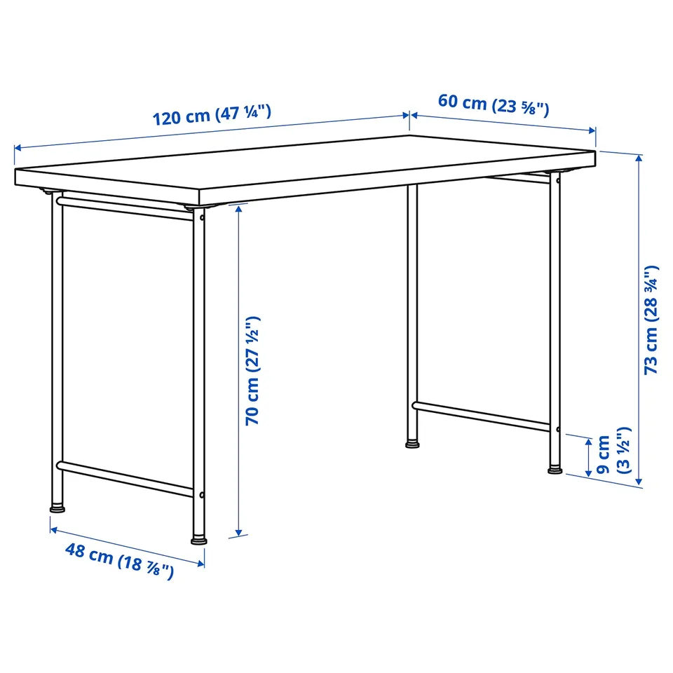 LAGKAPTEN / SPÄND Desk, white stained oak effect/black, 120x60 cm