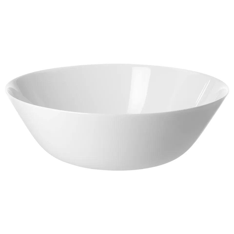 OFTAST white bowl, made of strong tempered glass, elegant, shallow shape, plain design.