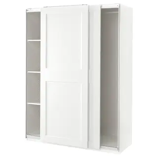 PAX / GRIMO wardrobe, white/white, 150x66x201 cm