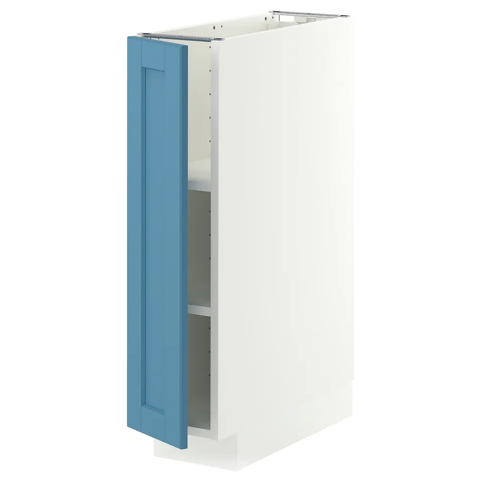 METOD Base cabinet with shelves, white/Lerhyttan blue, 20x60 cm