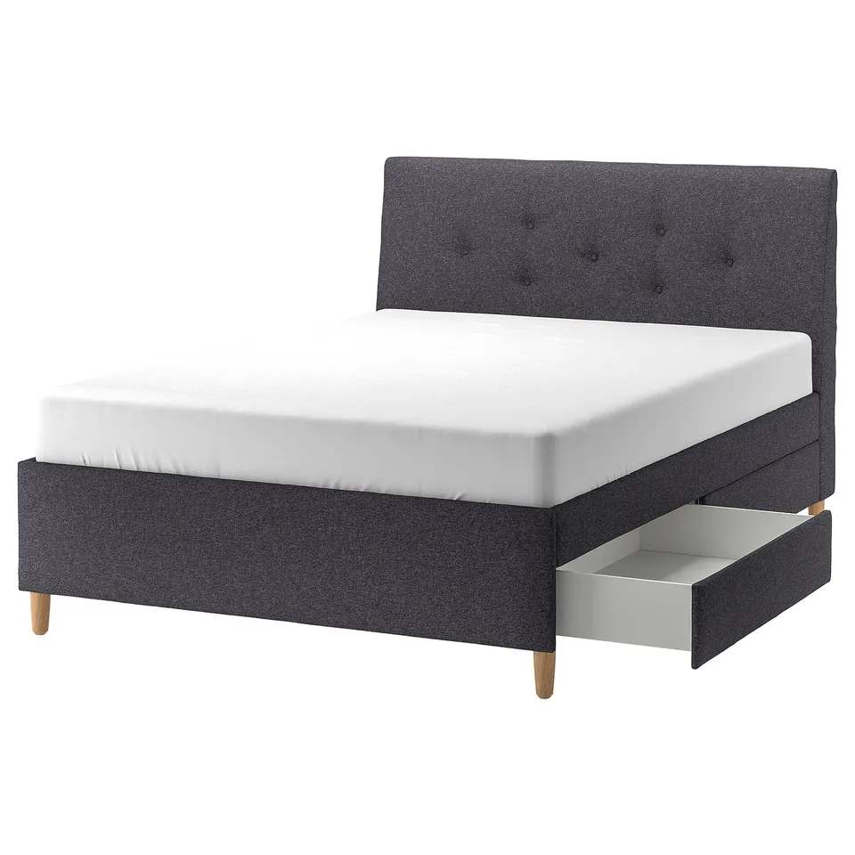 part: IDANÄS upholstered storage bed