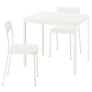 VIHALS / VIHALS table and 2 chairs, white/white, 84/120x74 cm